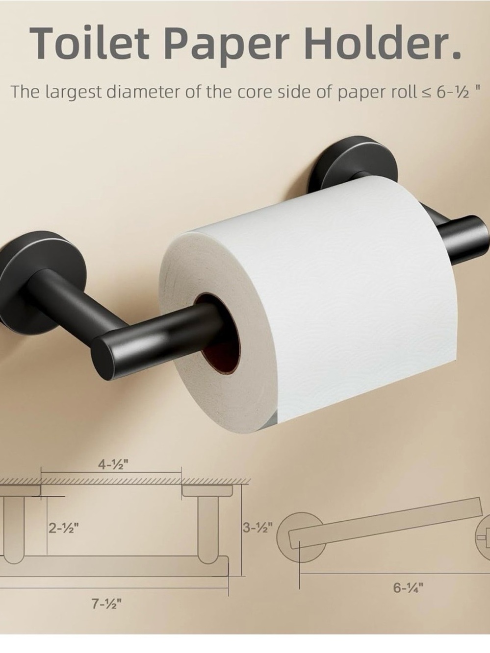 BRAND NEW Matte Black Wall-Mount Toilet Paper Holder - Sleek Modern Design